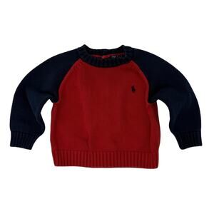 Polo by Ralph Lauren Baby 12 Month Sweater Button Back Red with Blue